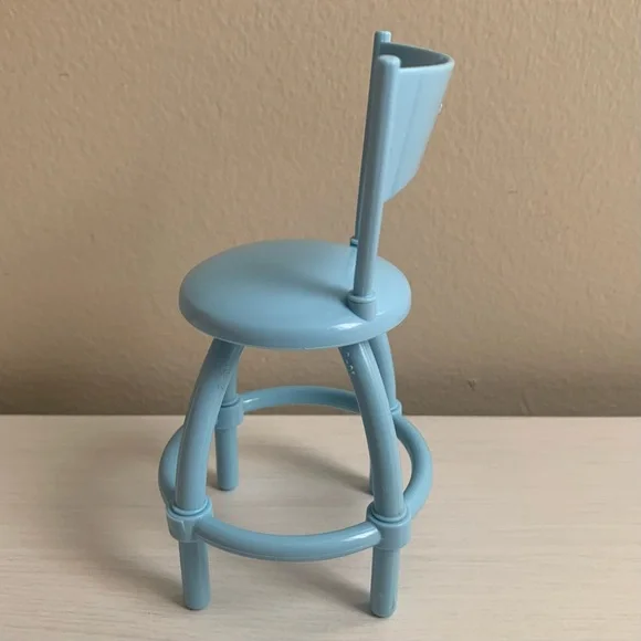 Barbie Doll Talking Townhouse Replacement Blue Kitchen Chair Stool - Picture 2 of 6